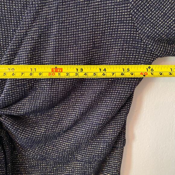 Free People Intimately Navy Blue Metallic Shimmer Long Sleeve V-neck Tie Medium - Picture 8 of 9